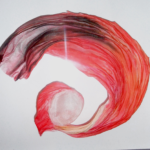 Démonstration de peinture sur tissu par Evelyne Naville - Brin de soie